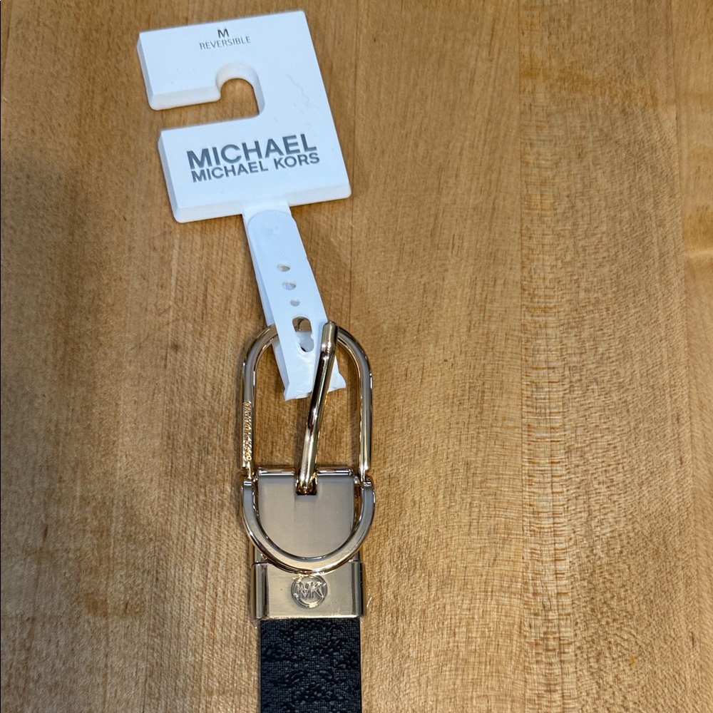 Michael Kors women’s reversible Black Belt with Gold Buckle